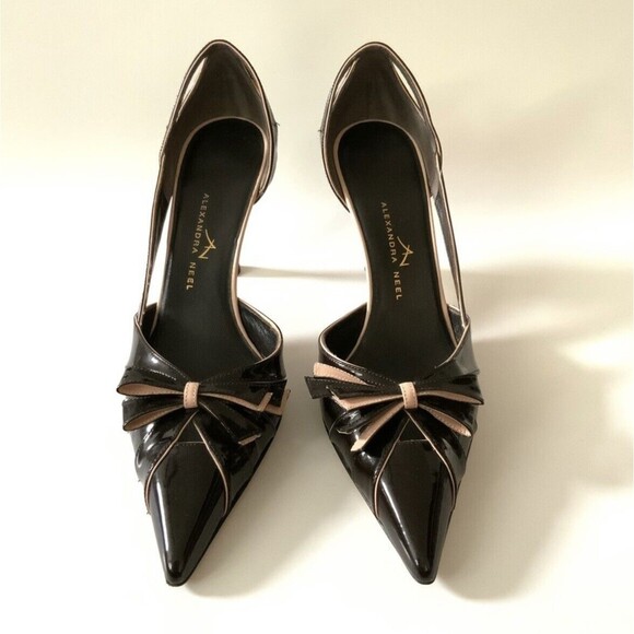 Alexandra Neel Pumps Women Size 38 US 8M Brown Patent Leather Point-toe Heels - Picture 4 of 11